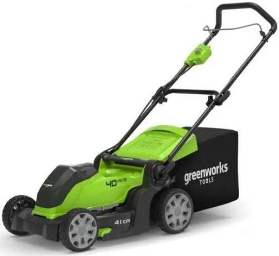 Газонокосилка аккумуляторная GREENWORKS G40LM41K4,  40см, несамоходная,  4Ач [2504707vb]